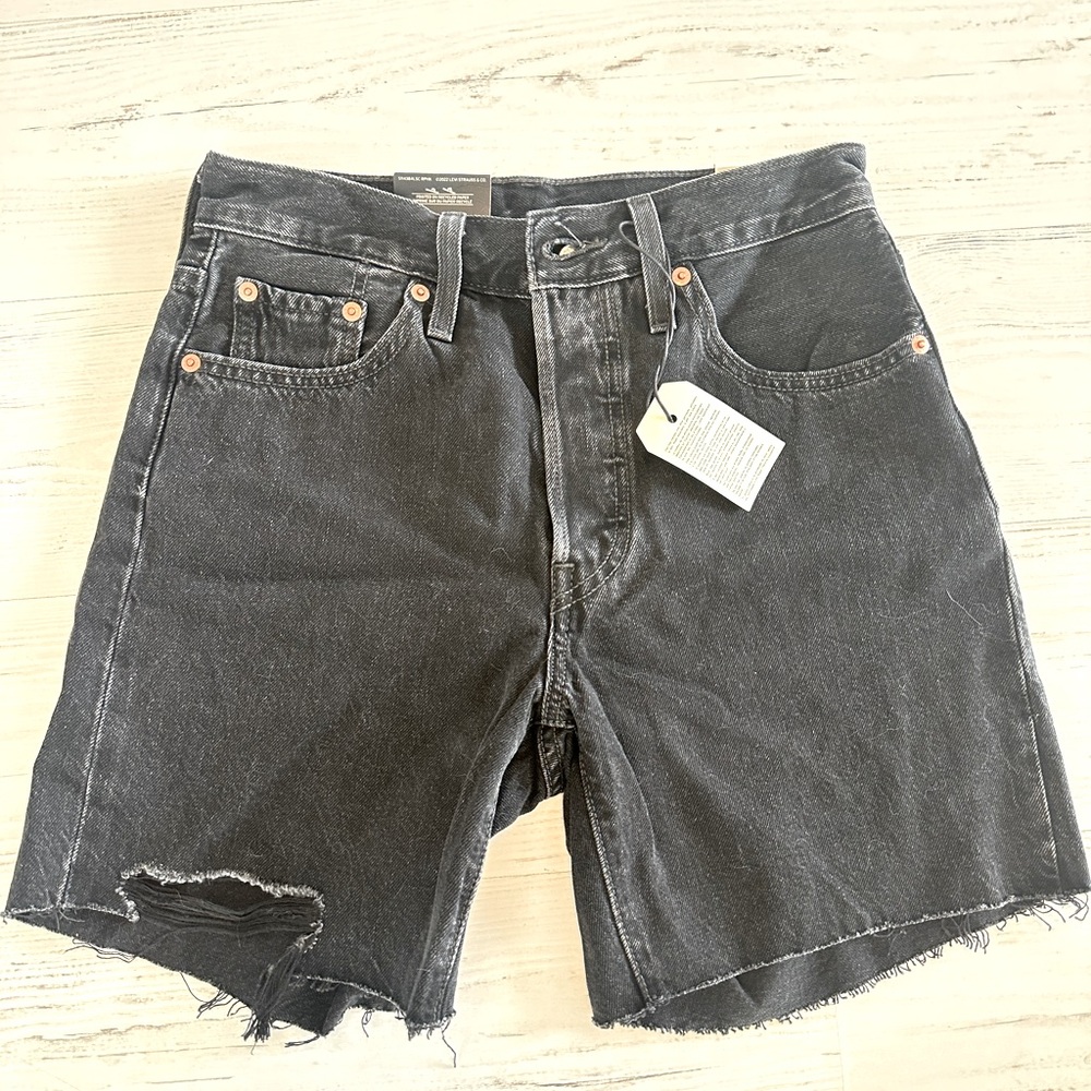 Levis 501 Black Denim Shorts